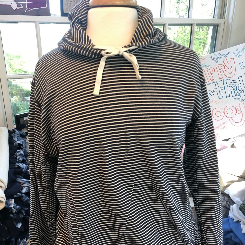 Navy and white striped light weight sweatshirt